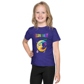 Knight's Quest Kids Crew Neck T-Shirt displayed on a child outdoors.